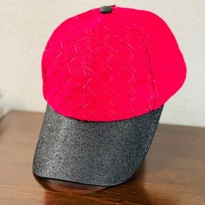 Adult Adjustable Magenta and Black Baseball Cap